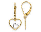 14K Yellow and White Gold Heart Dangle Earrings